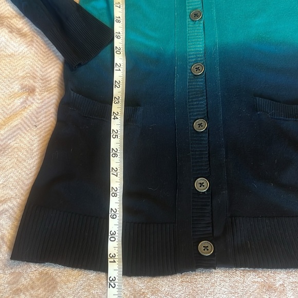 Olsen Ombré Teal Navy Long Duster Cardigan Oversized sz 4 - Picture 8 of 11